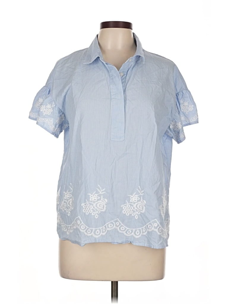 Pre-owned Tommy Hilfiger Short Sleeve Blouse In Blue