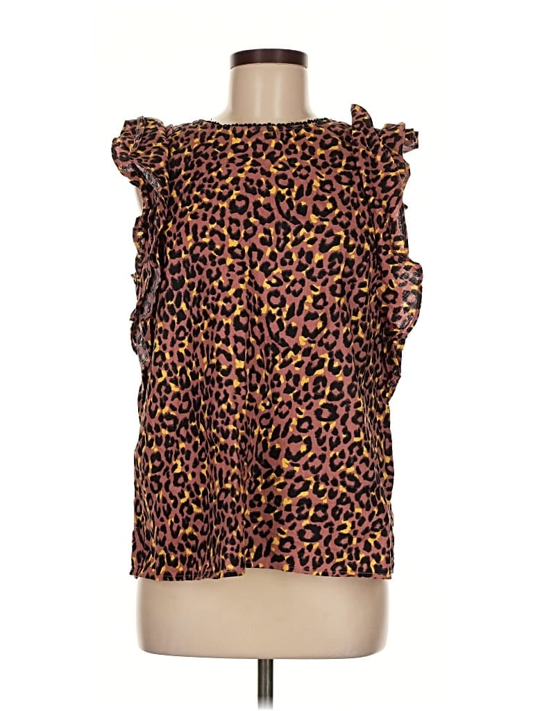 Pre-owned Ann Taylor Loft Sleeveless Blouse In Brown