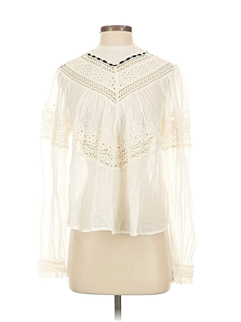 Pre-owned Free People Long Sleeve Blouse In White