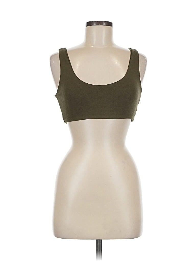 Pre-owned Black Bead Sports Bra In Green