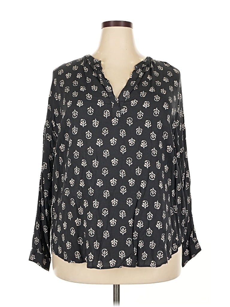 Pre-owned Old Navy Long Sleeve Blouse In Black