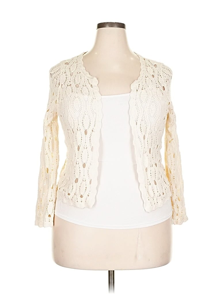 Pre-owned Assorted Brands Cardigan Sweater In White