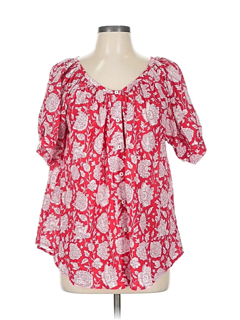 Pre-owned Mille Resort & Travel Short Sleeve Blouse In Red