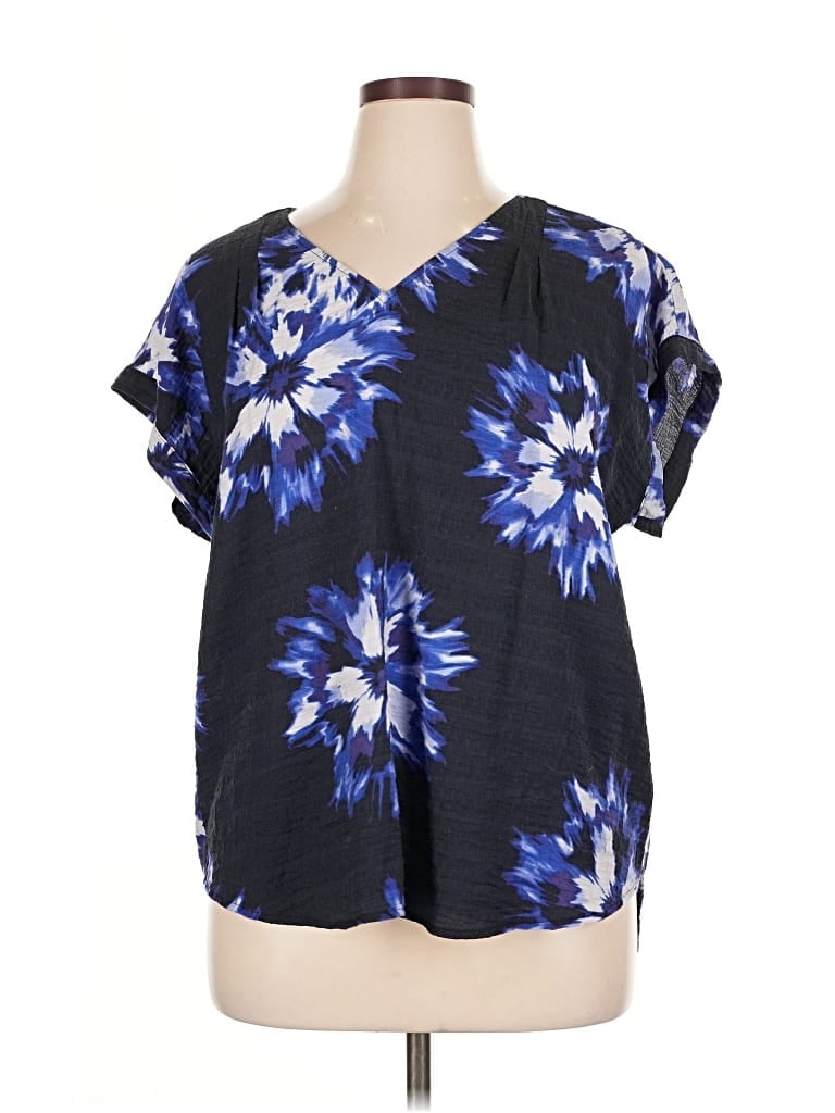 Pre-owned Simply Vera Vera Wang Short Sleeve Blouse In Black