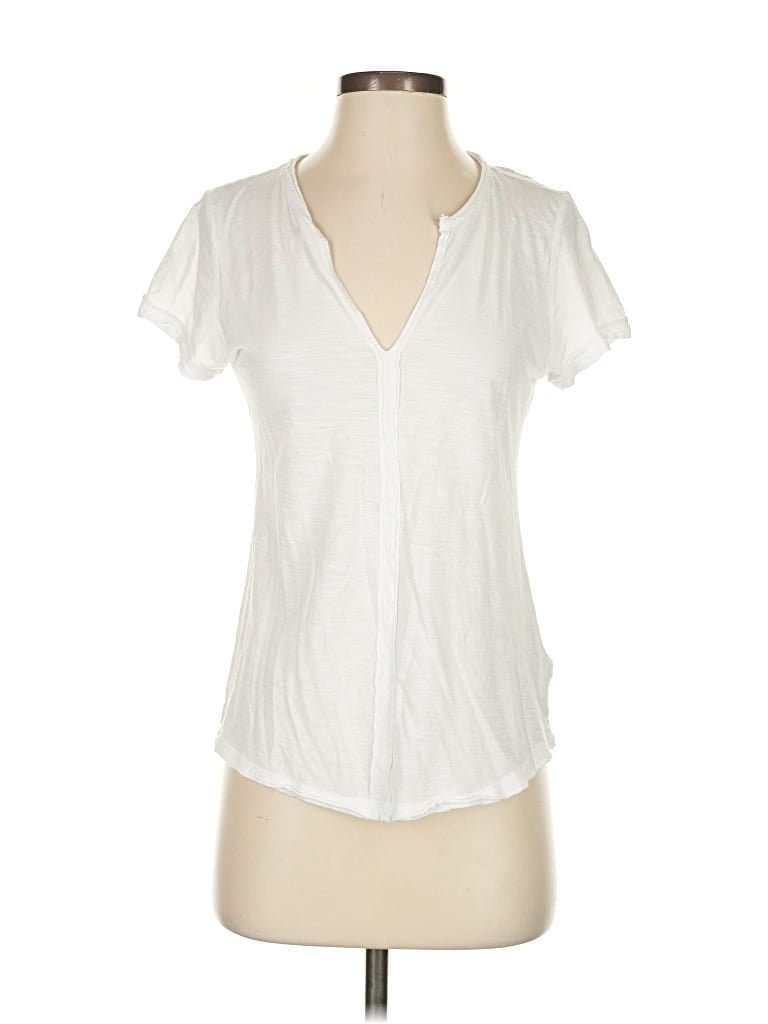 Pre-owned Pilcro Short Sleeve Henley Shirt In White