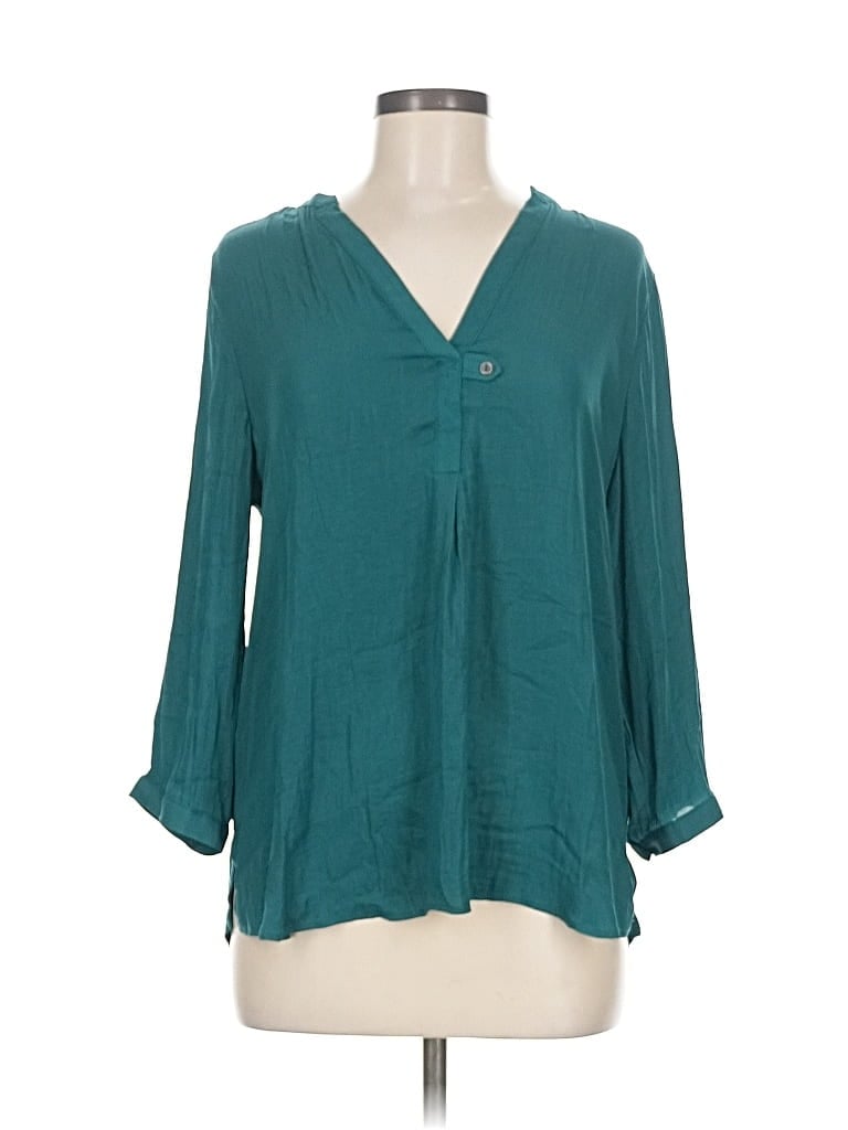 Pre-owned Left Coast By Dolan 3/4 Sleeve Blouse In Blue