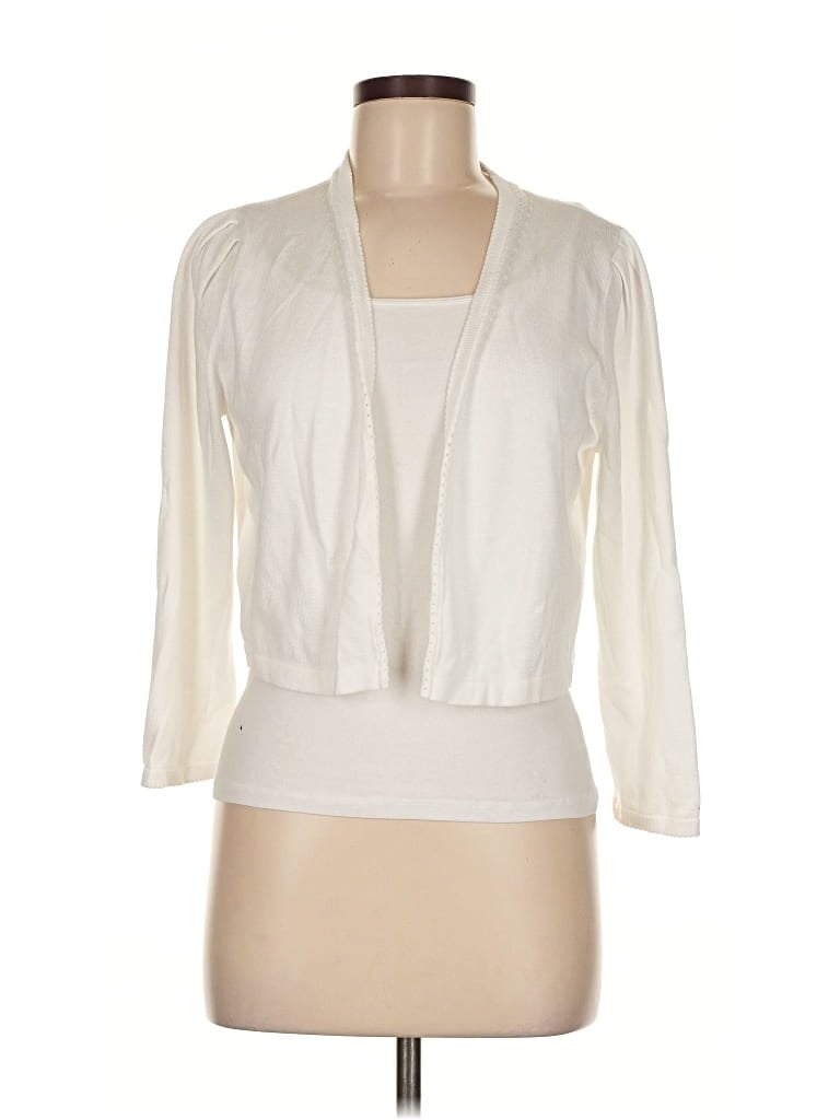 Pre-owned Talbots Cardigan Sweater In White