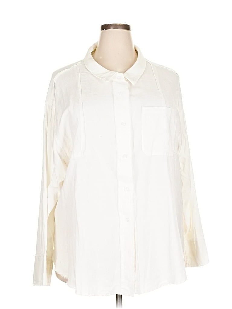 Pre-owned Chic Soul (chicsoul.com) 3/4 Sleeve Button Down Shirt In White
