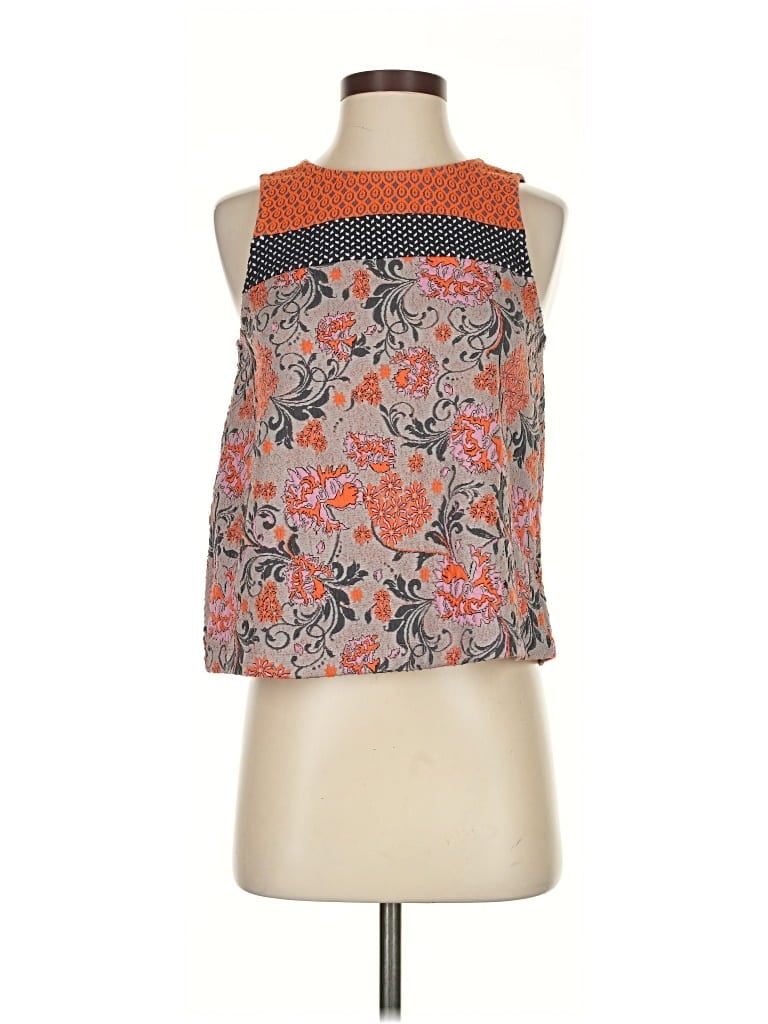 Pre-owned Meadow Rue Tank Top Orange Halter Neckline Tops