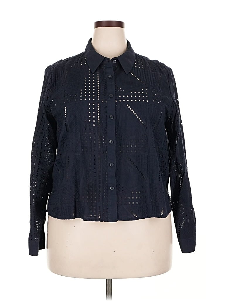 Pre-owned Chico's Long Sleeve Button Down Shirt In Blue