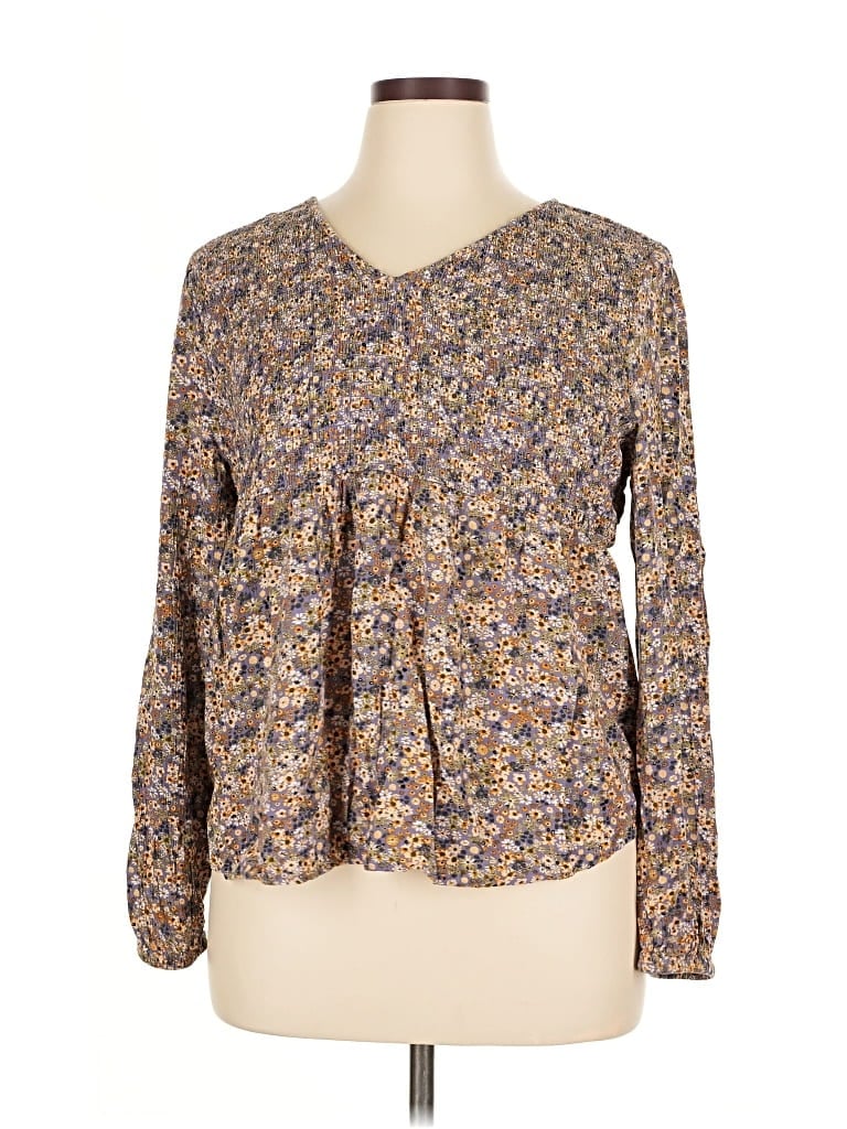 Pre-owned Sonoma Goods For Life Long Sleeve Blouse In Brown