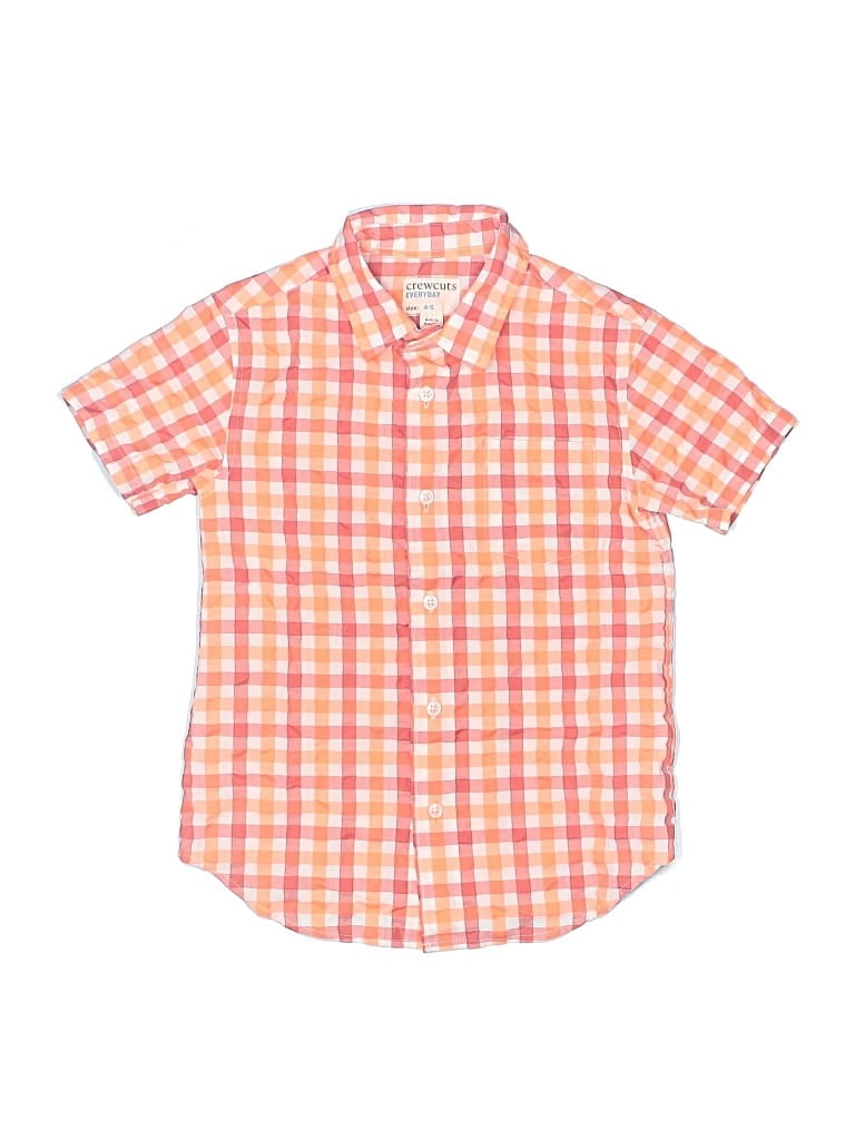 Pre-owned Crewcuts Kids' Short Sleeve Button Down Shirt In Orange