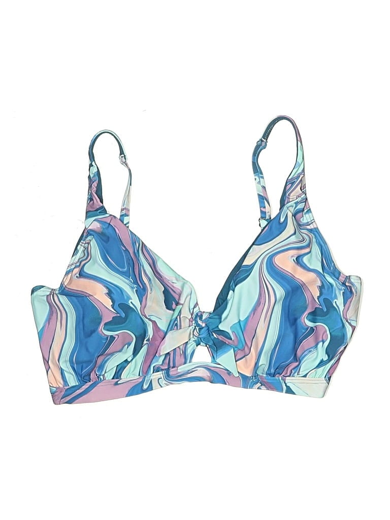 Pre-owned Birdsong Swimsuit Top Blue Print Pattern Swimwear