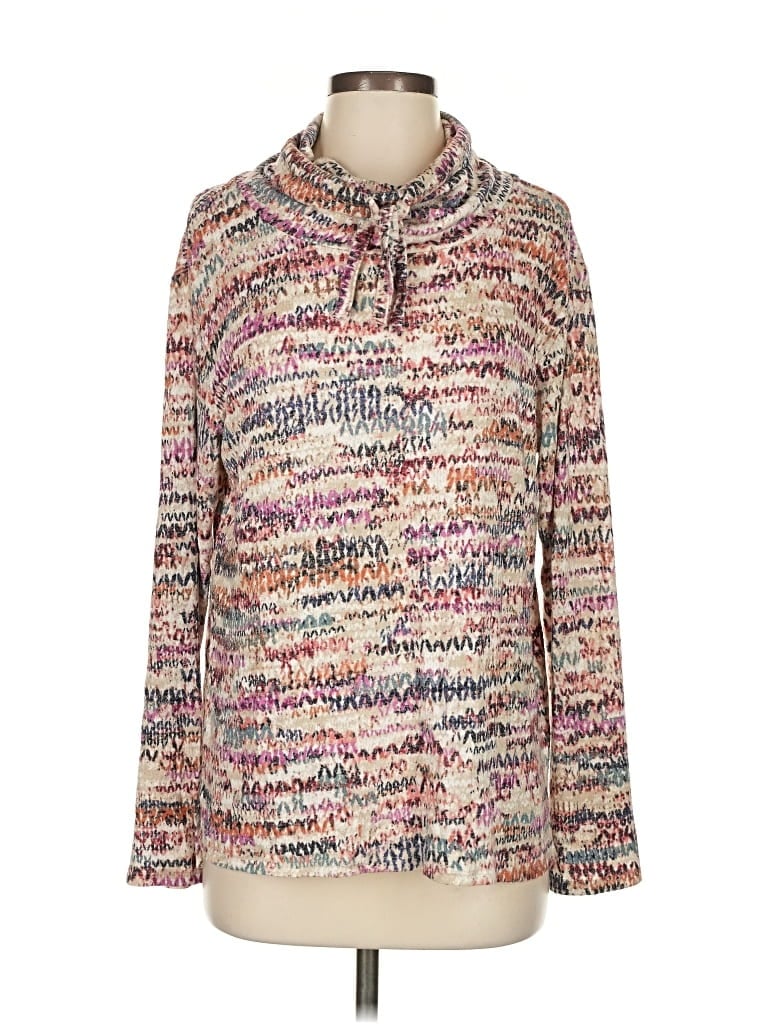 Pre-owned Nic + Zoe Long Sleeve Turtleneck In Red