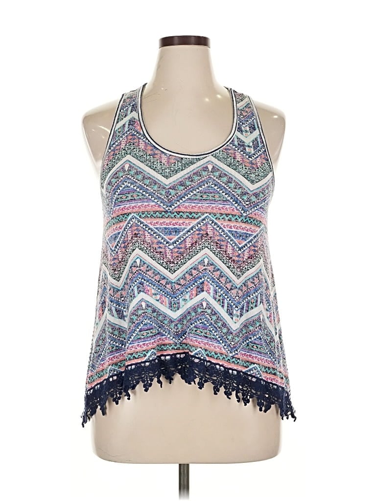 Click to view more detailed imagery on our partner's website Pre-owned Almost Famous Tank Top Blue Halter Neckline Tops