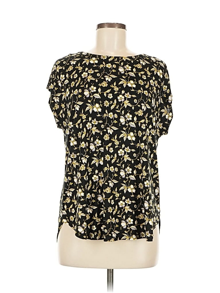 Pre-owned Ann Taylor Loft Short Sleeve Blouse In Black