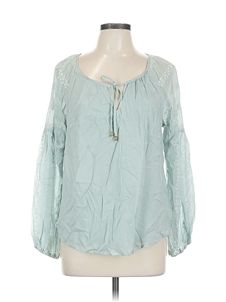 Pre-owned Maven West Long Sleeve Blouse In Blue