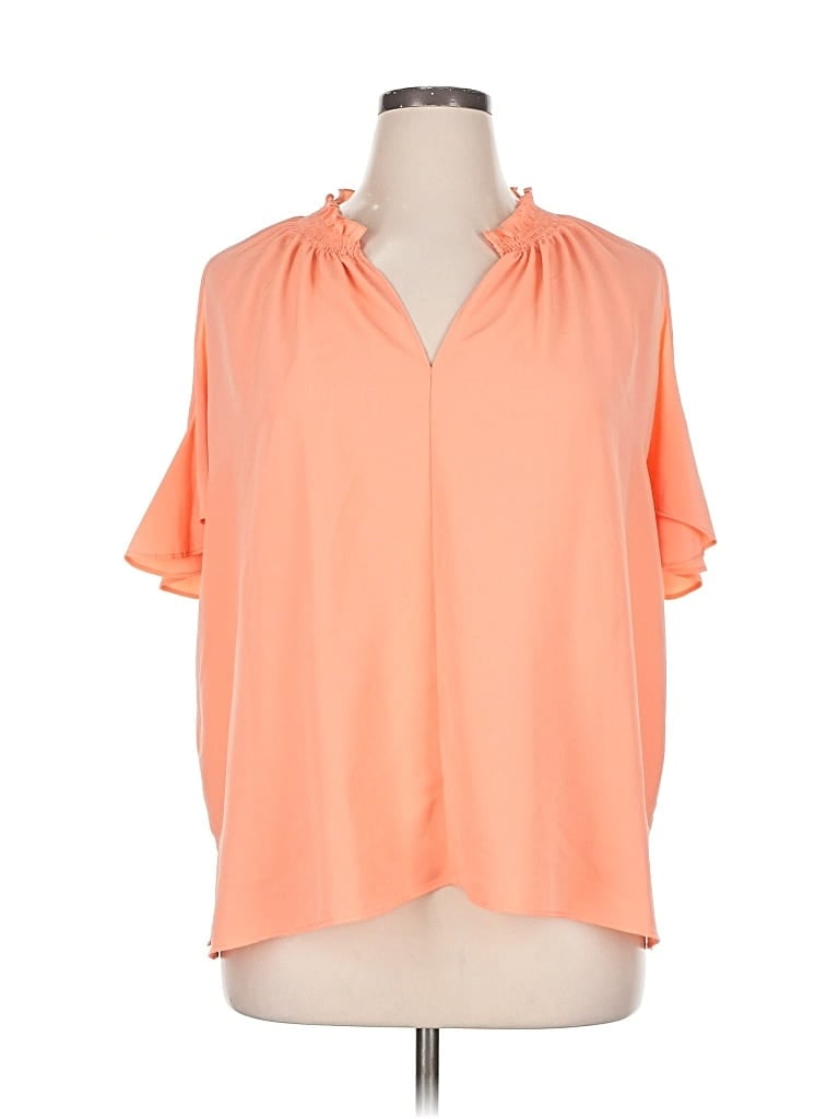 Pre-owned Rachel Rachel Roy Short Sleeve Blouse In Orange