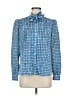 Saks Fifth Avenue 100% Polyester Tweed Blue Long Sleeve Blouse Size 9 - photo 1
