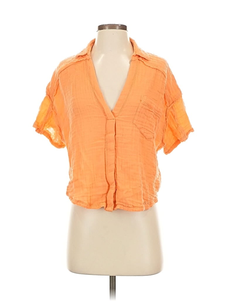 WE THE FREE Pre-owned Short Sleeve Blouse In Orange