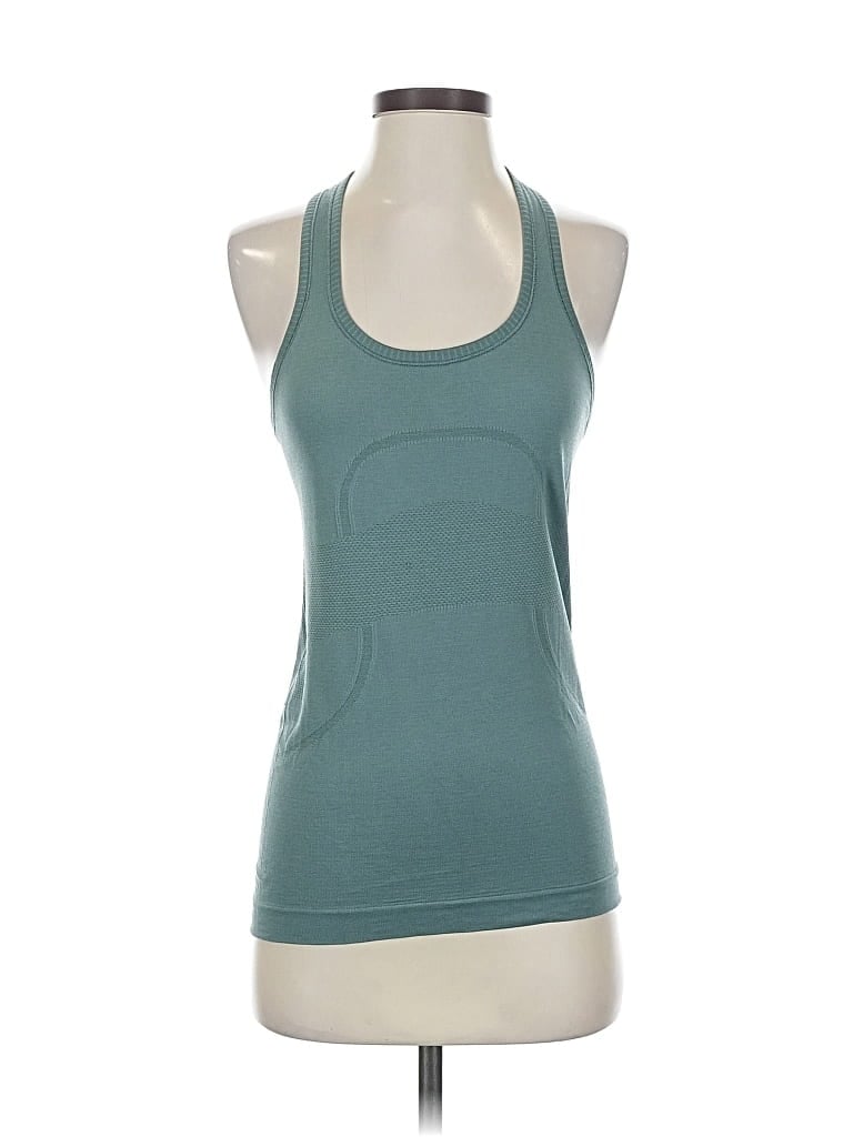 Pre-owned Lululemon Athletica Tank Top Teal Halter Neckline Tops In Blue