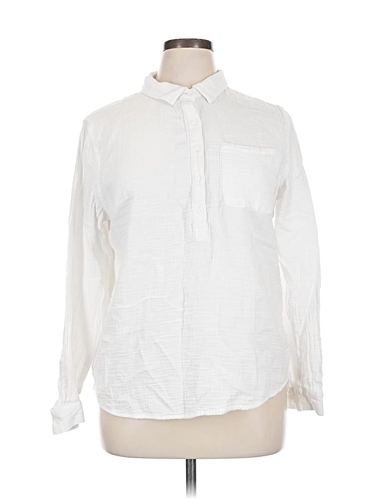Pre-owned A.n.a. A New Approach Long Sleeve Button Down Shirt In White