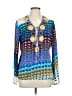 Taj 100% Silk Blue Long Sleeve Silk Top Size L - photo 1