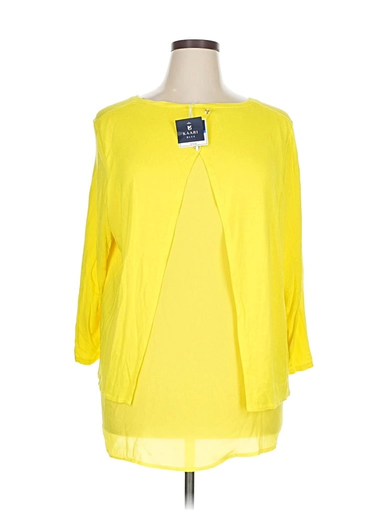 Kaari Blue 3/4 Sleeve Blouse In Yellow