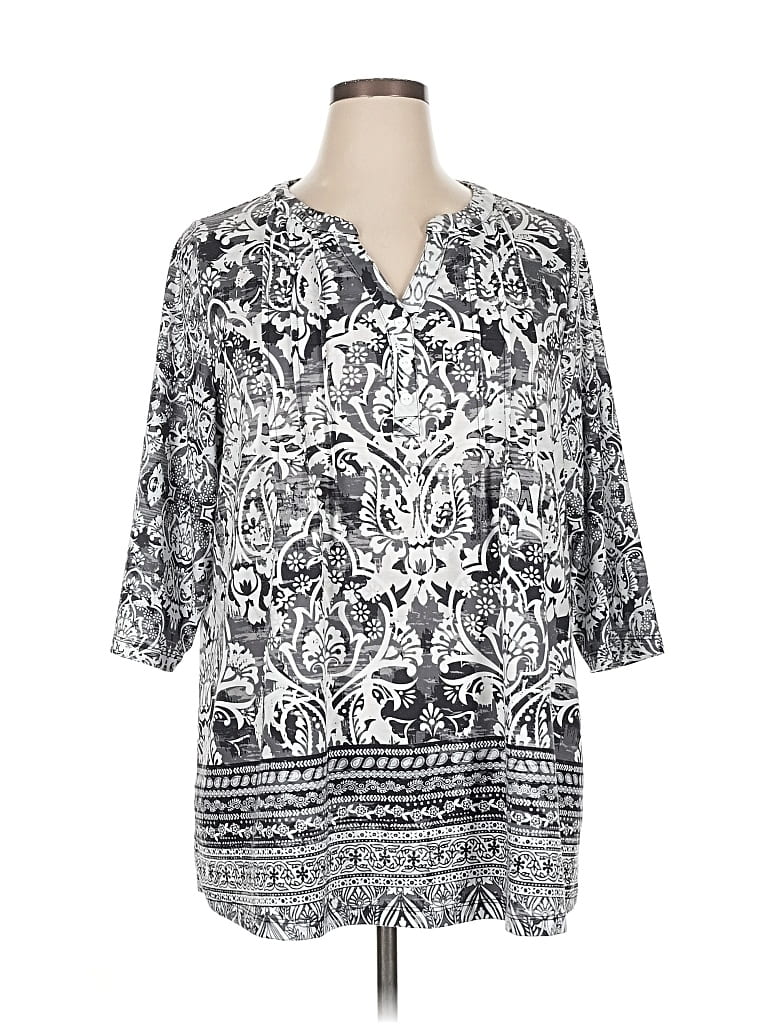 Pre-owned Catherines 3/4 Sleeve Blouse In Silver