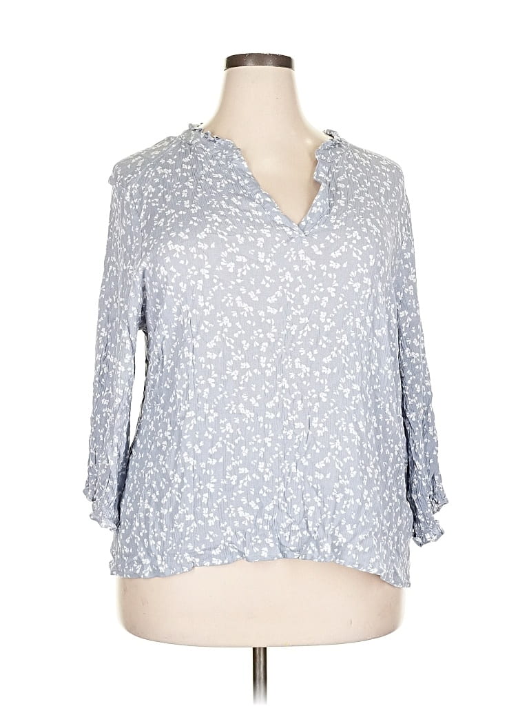Pre-owned Monday Fun 3/4 Sleeve Blouse In Gray