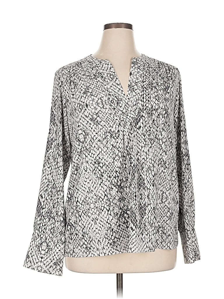 Pre-owned Calvin Klein Long Sleeve Blouse In Silver