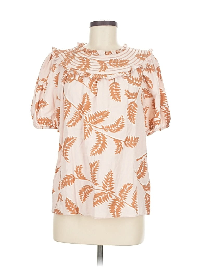 Pre-owned Current Air Short Sleeve Blouse In Orange