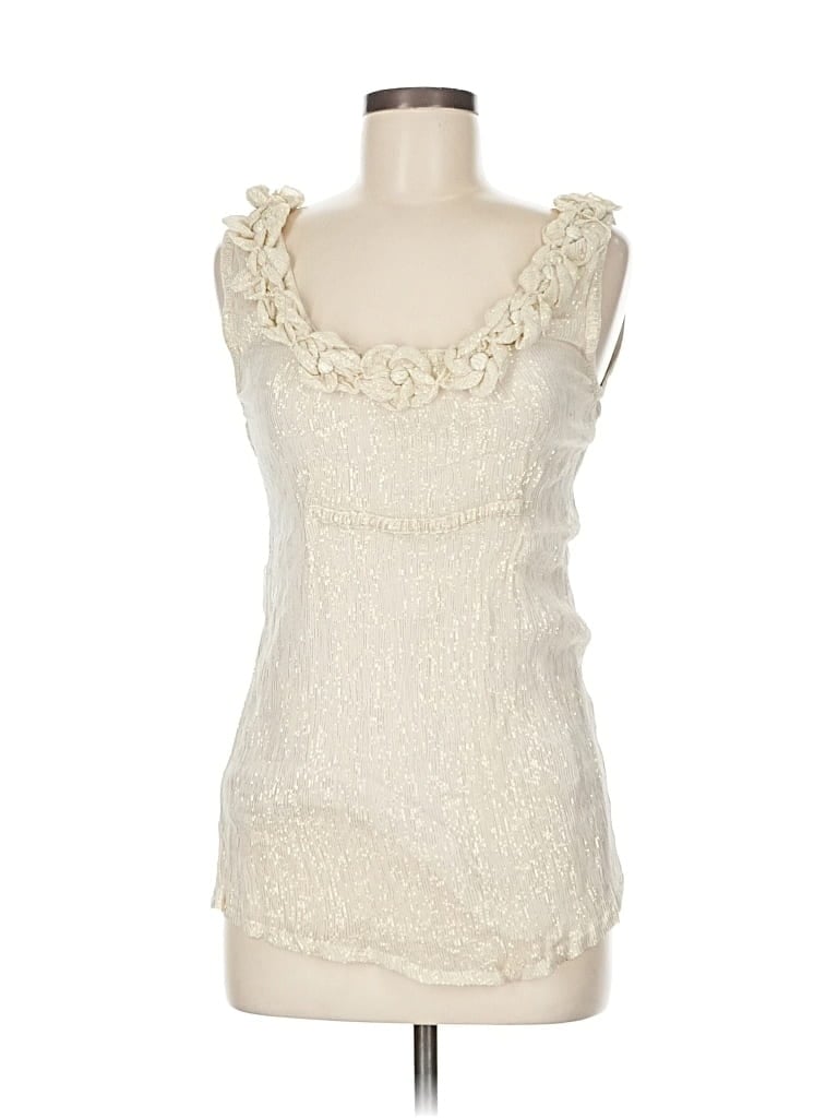 Pre-owned Yoana Baraschi Sleeveless Top Ivory Sweetheart Neckline Tops In White
