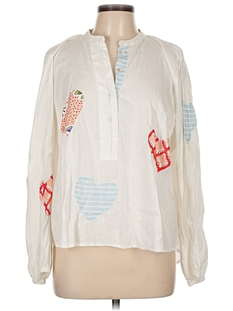 Pre-owned Lanhtropy Long Sleeve Blouse In White