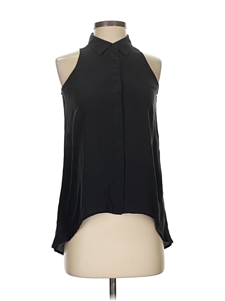 ACROBAT Pre-owned Sleeveless Silk Top Black Halter Neckline Tops