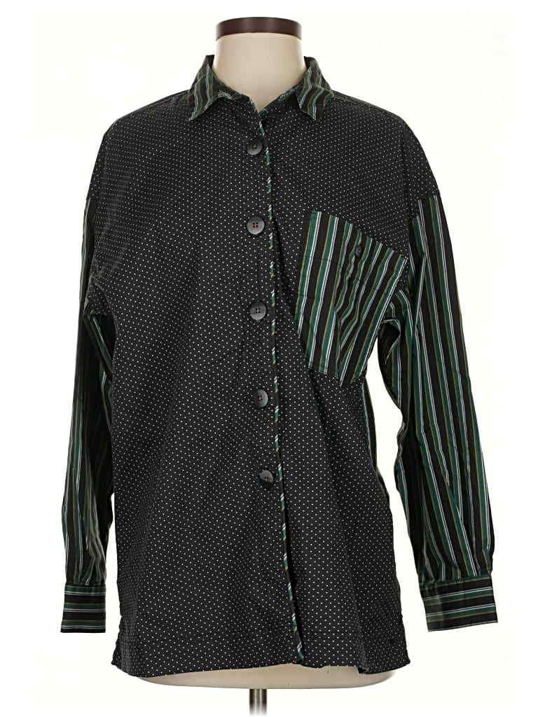 Pre-owned Intimately By Free People Long Sleeve Button Down Shirt In Black