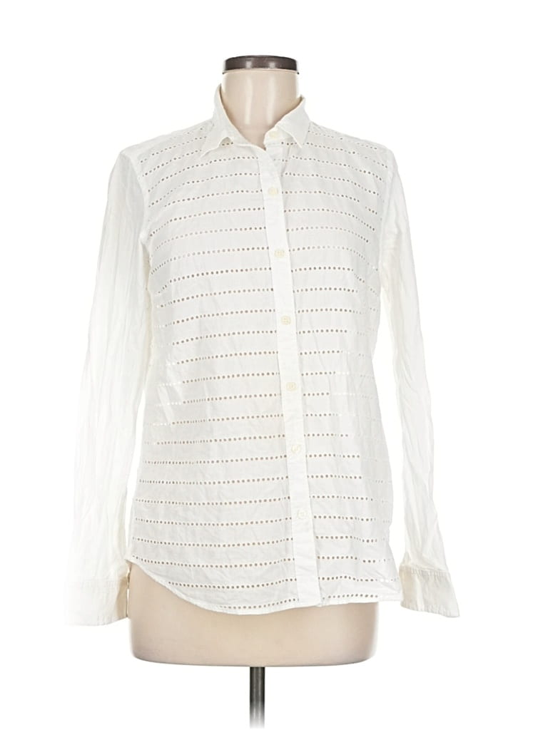 Pre-owned Gap Long Sleeve Blouse In White