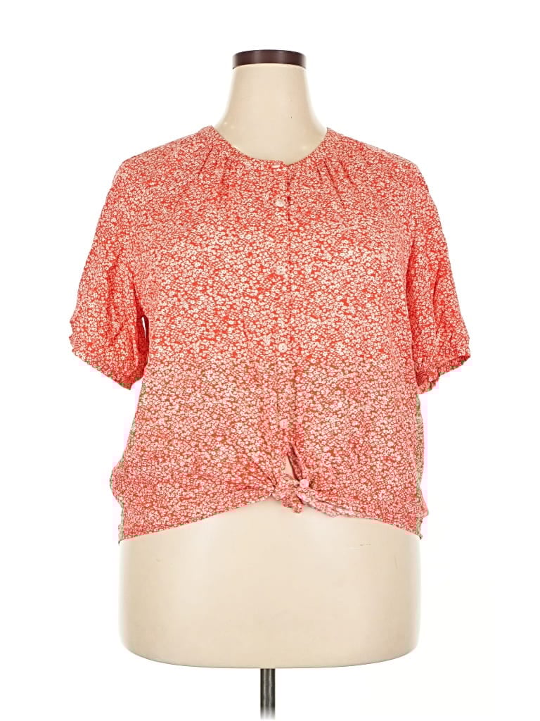 Pre-owned Universal Thread Short Sleeve Blouse In Red