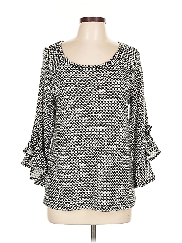 Pre-owned Cha Cha Vente 3/4 Sleeve Blouse In Gray