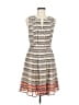 Halogen 100% Polyester Print Ivory Casual Dress Size 6 - photo 1