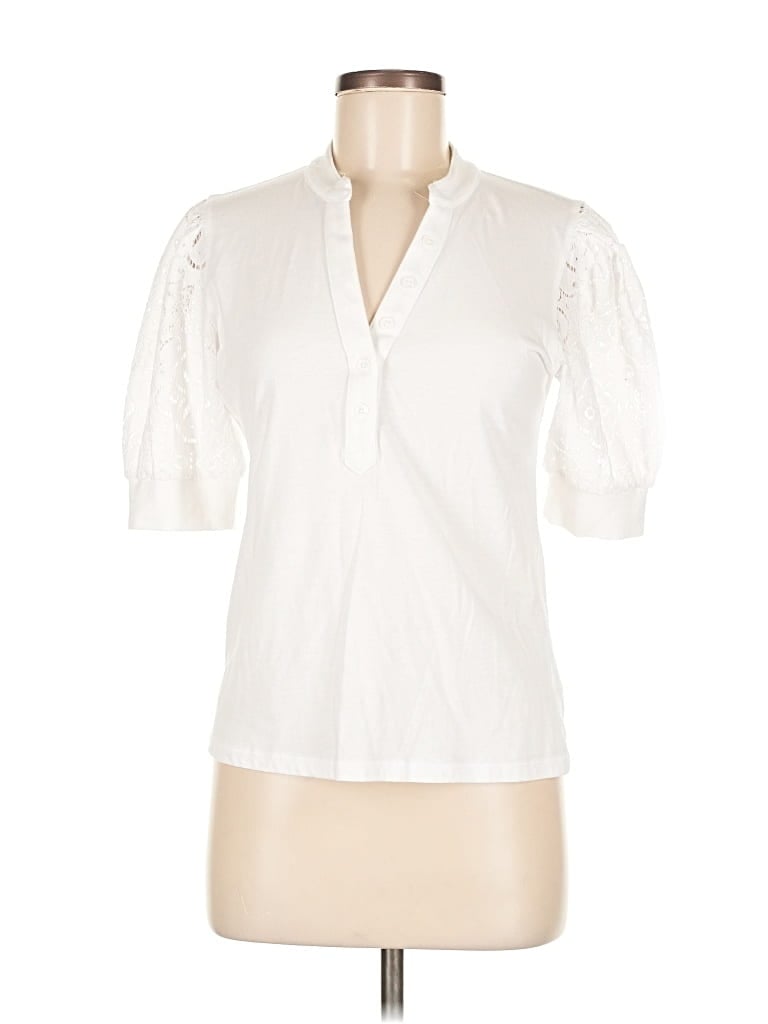 Pre-owned Elie Tahari Short Sleeve Blouse In White