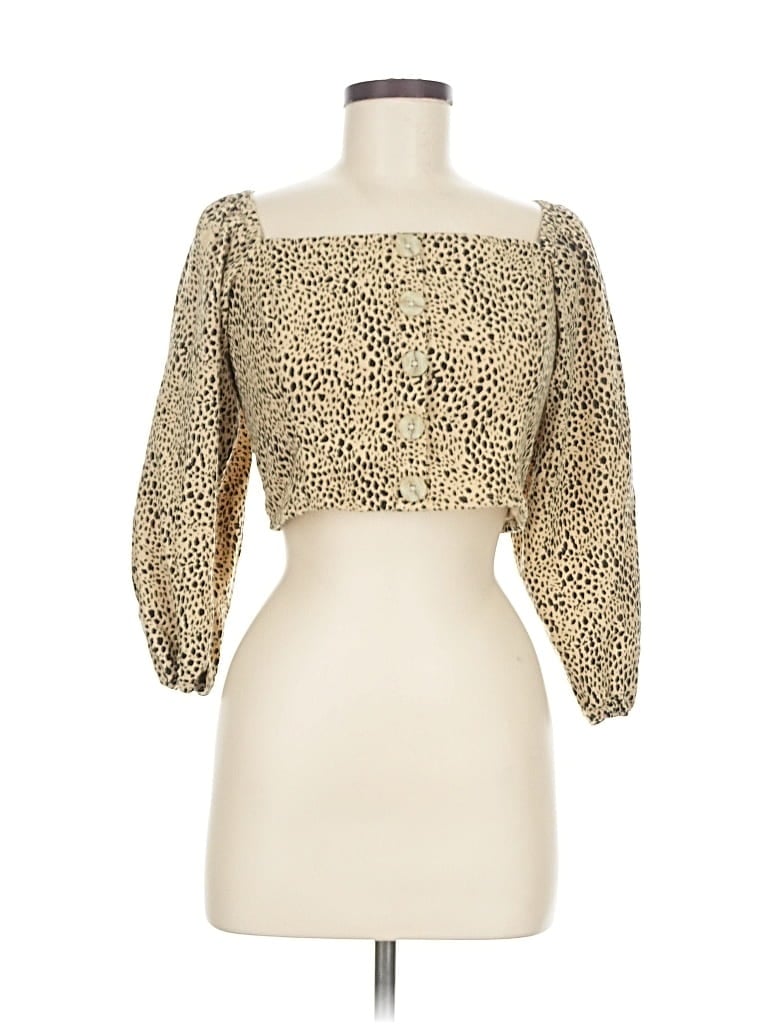 Pre-owned American Eagle Outfitters 3/4 Sleeve Blouse In Gold