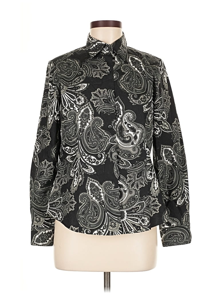 Pre-owned Foxcroft Long Sleeve Blouse In Black