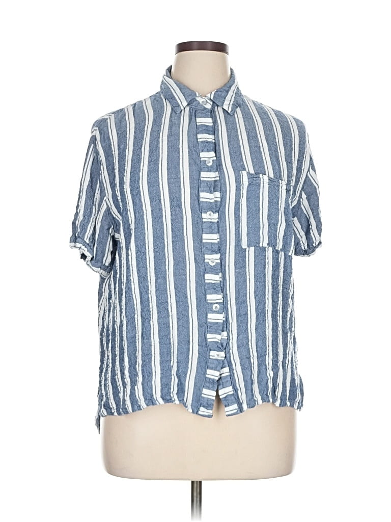 Pre-owned Jane And Delancey Short Sleeve Button Down Shirt In Blue