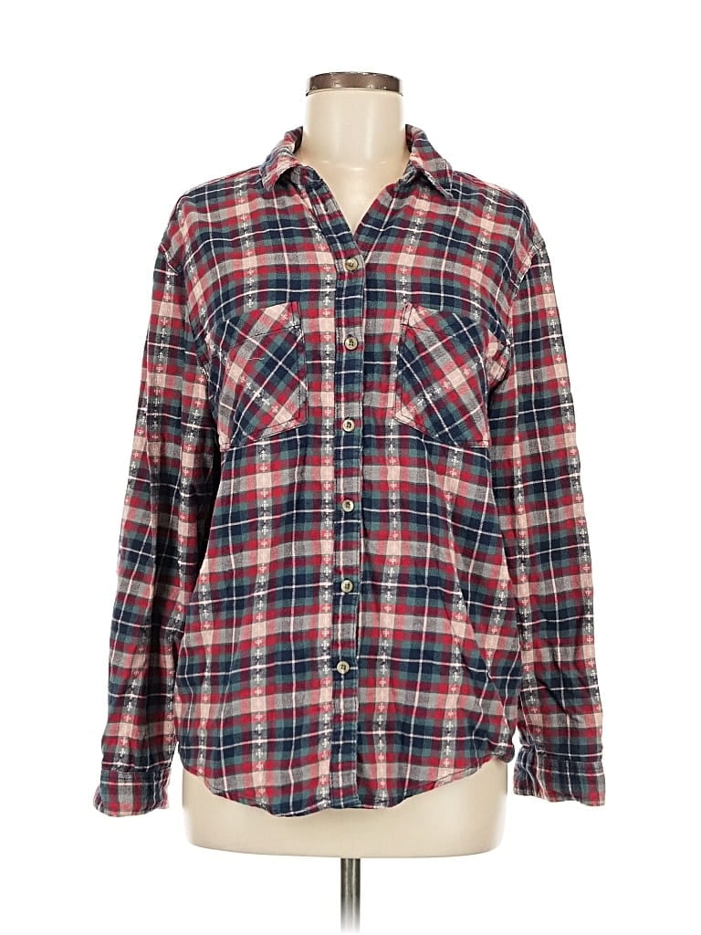 Pre-owned Bdg Long Sleeve Button Down Shirt In Red