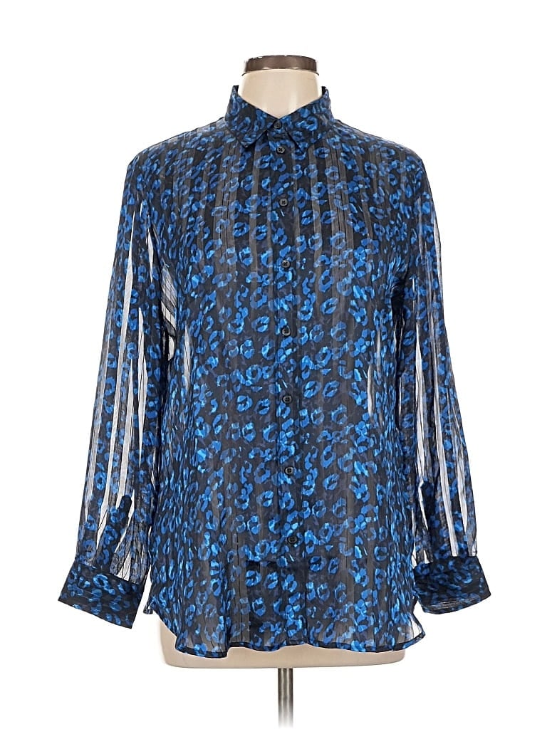 Pre-owned Banana Republic Long Sleeve Blouse In Blue