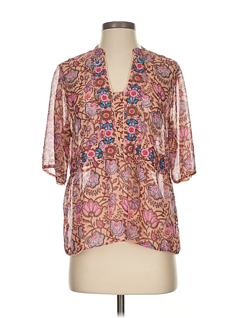 Pre-owned Soft Surroundings Short Sleeve Blouse In Pink