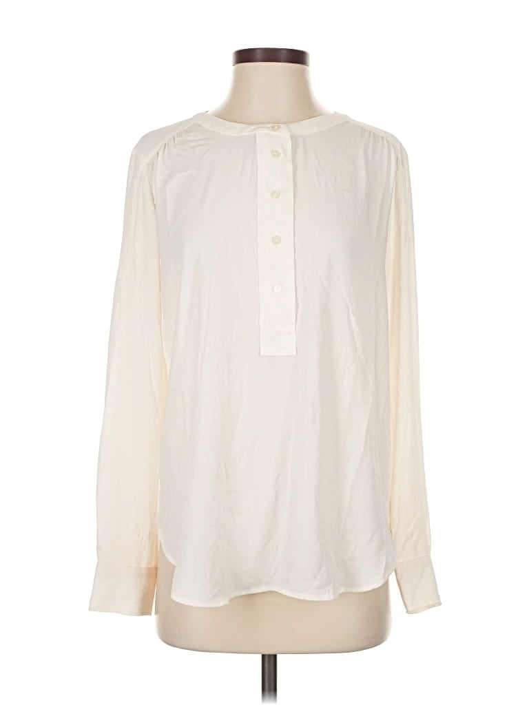Pre-owned Ann Taylor Loft Long Sleeve Blouse In White