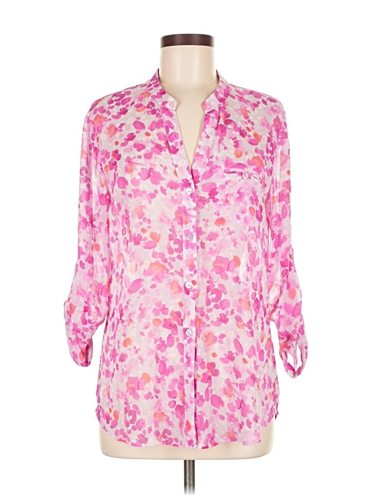 Pre-owned Kut From The Kloth 3/4 Sleeve Button Down Shirt In Pink