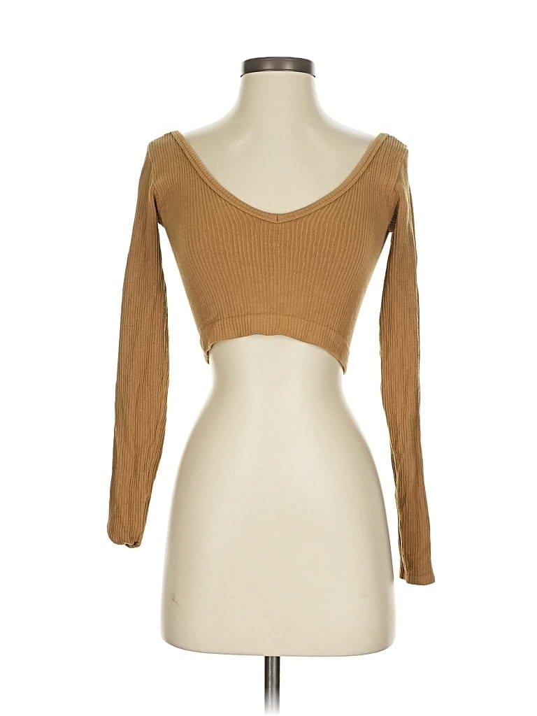 Pre-owned Out From Under Long Sleeve Top Brown Sweetheart Neckline Tops